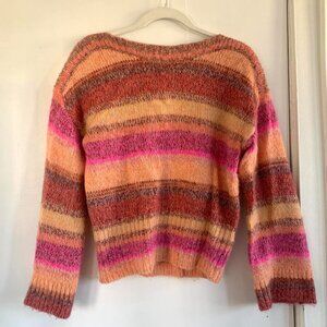 J.Crew Alpaca/ Merino Wool Pink and Orange Striped Sweater size XS